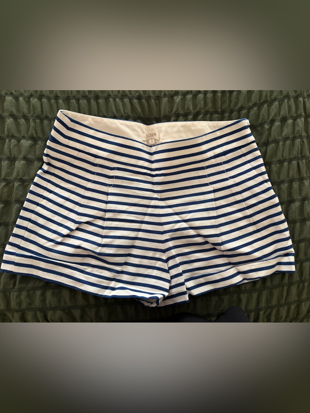 J. Crew Blue and White High-Waist Striped Shorts